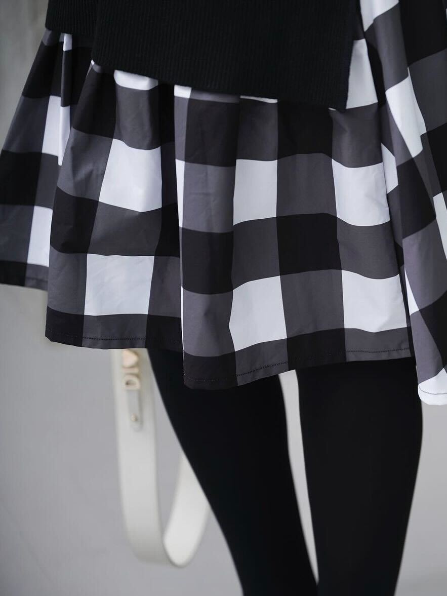 ニットドッキングワンピース/ブラックチェック | DRESS | OBLI