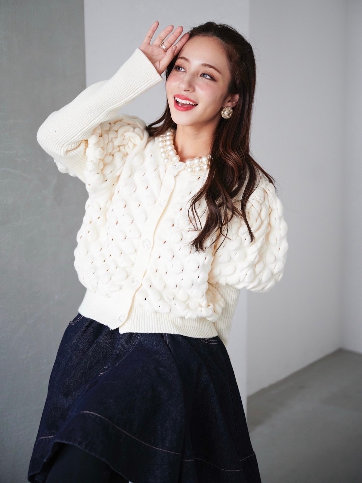 パールカーディガン/ホワイト | TOPS | OBLI