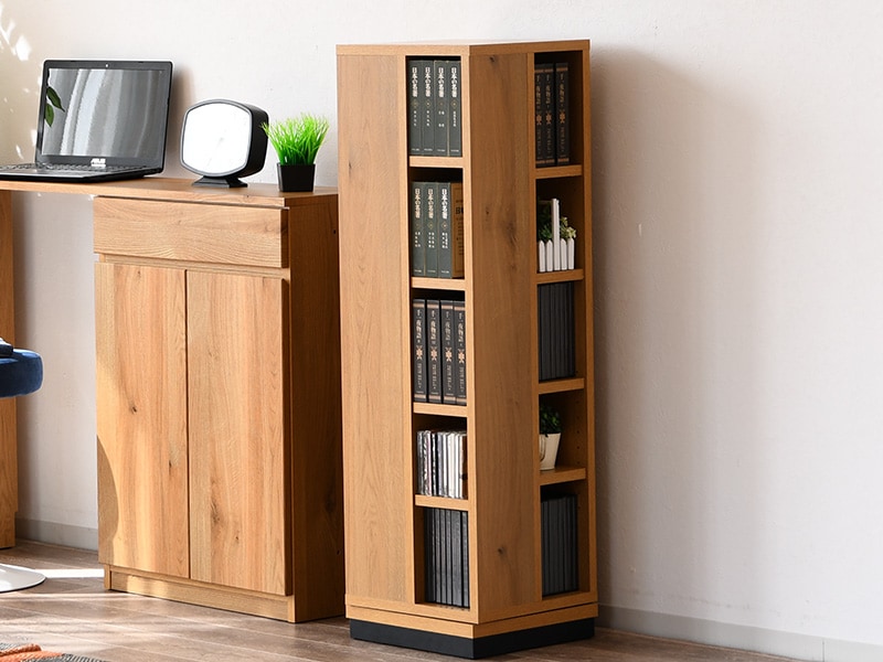 本棚 回転式 5段 大容量 スリム すき間 省スペース 完成品 日本製 回転