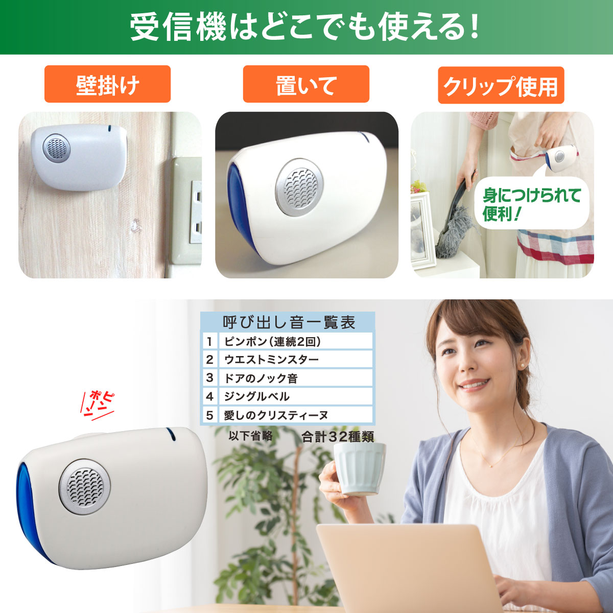 ワイヤレス コールチャイムセット｜OCH-R40 07-8304｜通販ならオーム