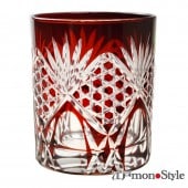 江戸切子・花切子ロックグラス(桜/金赤)【名入れ・メッセージ入れ可