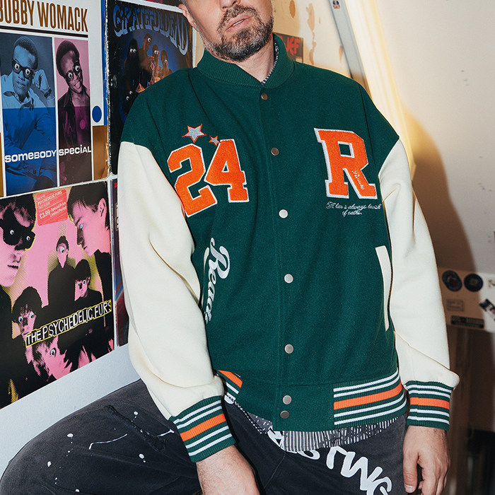 希少！COOGI 刺繍ロゴ 極厚 超オーバーサイズ スタジャン B系 チカーノ CORISCO（コリスコ） スタジャン 裏起毛サガラ刺繍スタジャン(M1