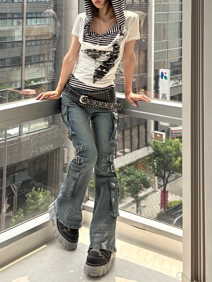 NMTXU】flare cargo denim pants / 【エヌエムティーエックスユー