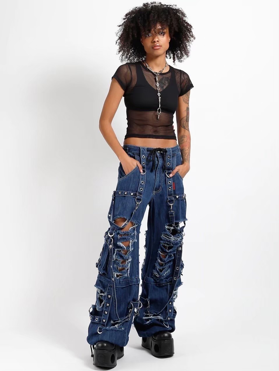 TRIPP nyc】DENIM STRAP SHREDDER PANT[JM7117MR] | OUR BRAND,TRIPP