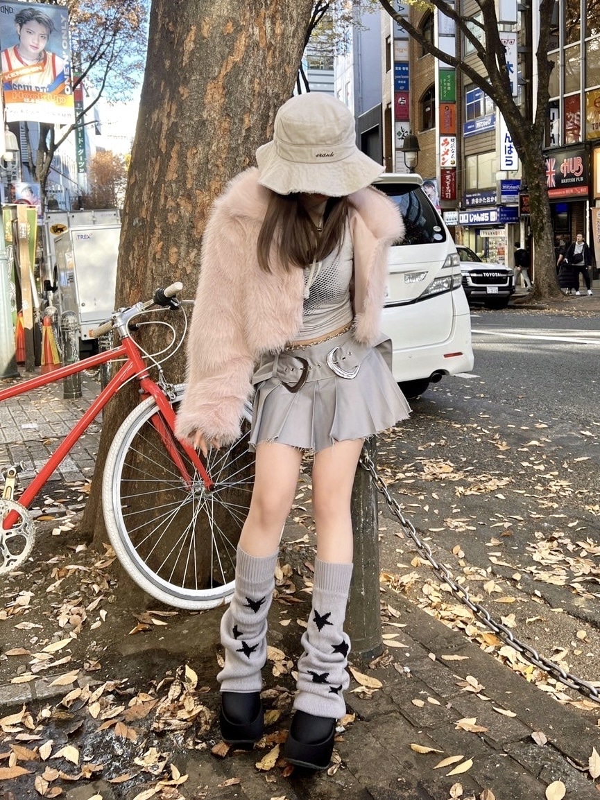 Never mind the XU】cropped fur jacket (4color) / 【ネバーマインド