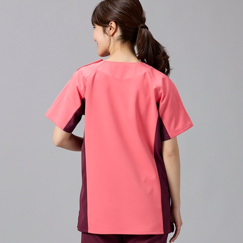 男女兼用プルオーバースクラブ[チェリーピンク×ワイン]