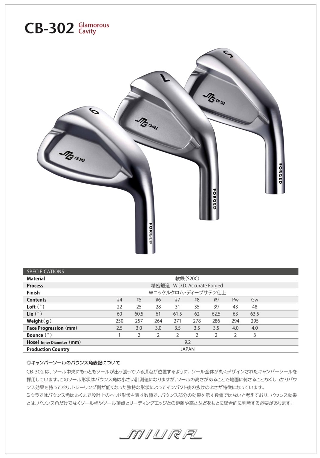 ヘッド交換】プロパー 三浦技研 CB-302 6本セット(5～Pw)