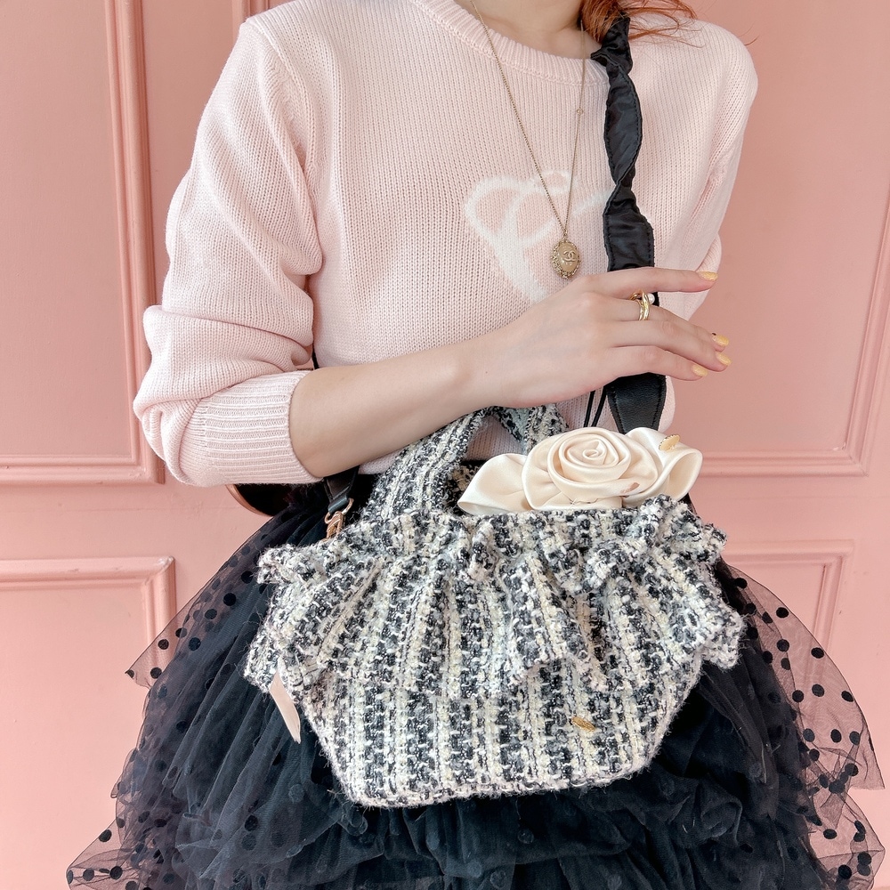 ミニフリルバッグ Tweedy Bebe【ブラック×ホワイト】1サイズ | BAG
