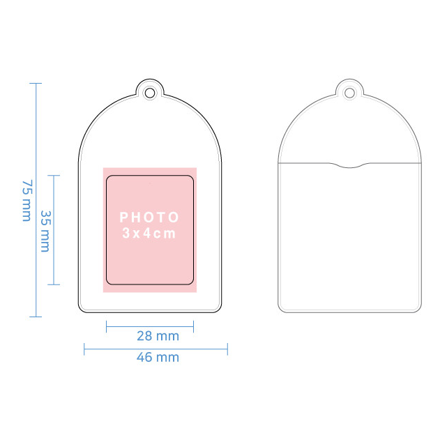 ミニフォトホルダー(両面印刷・ボールチェーン、キーホルダー追加可能