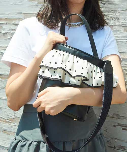 ピクニック（白フリル×黒ドット） | bag,picnic | setsuko sagittaire