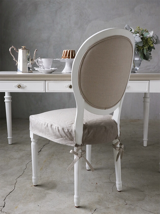 SGDダイニングチェアオーバルバック用シートカバーナチュラルリネン