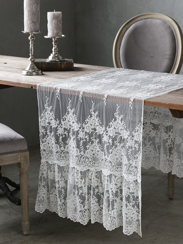 Chez moiテーブルランナーProvenzaオフホワイト サラグレース