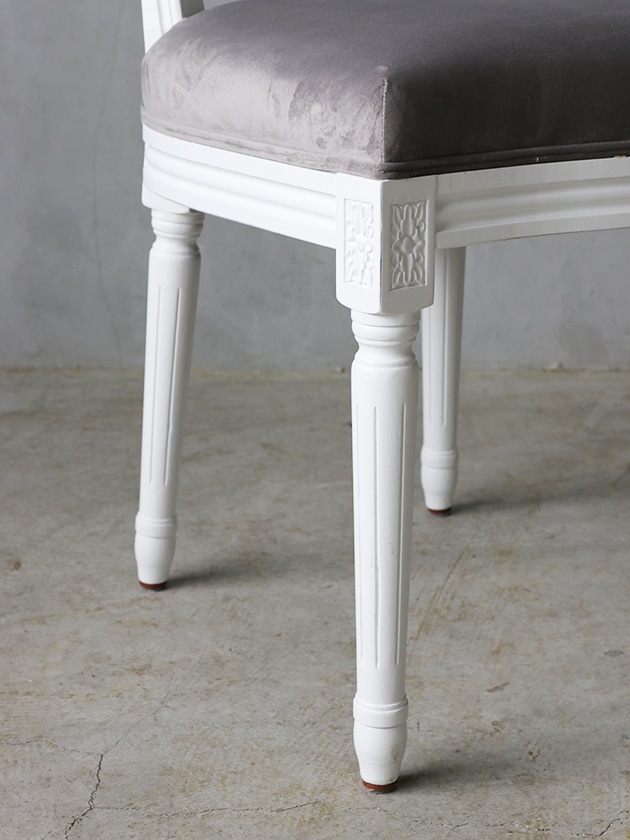 SGDダイニングチェアオーバルバックホワイト&ライトグレーベルベットMW