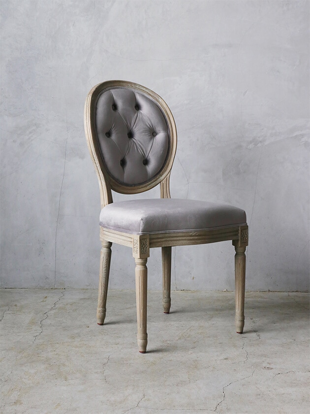 SGDダイニングチェアオーバルバックナチュラルAグレーベルベット