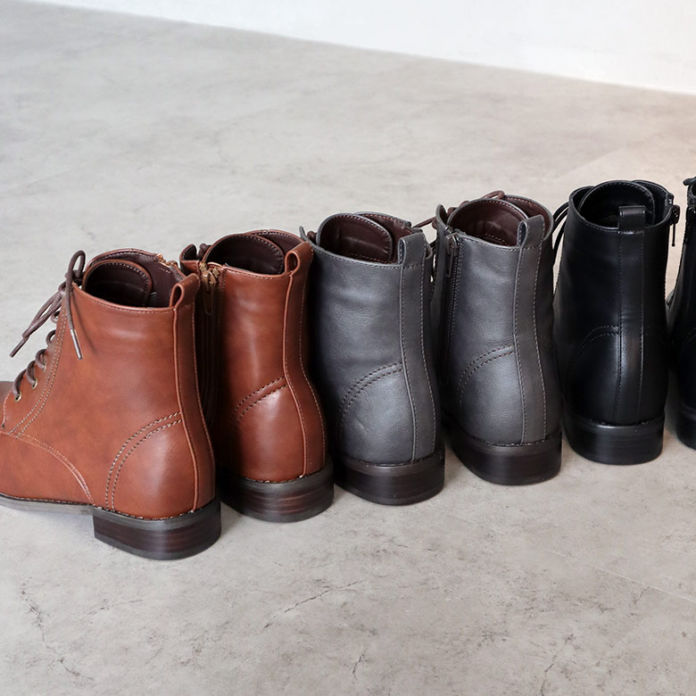 レースアップブーツ 定番 レースアップ ブーツ 2.5cmヒール