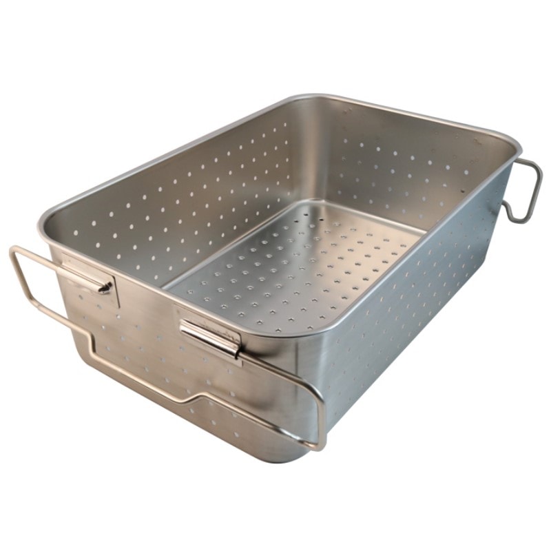 18-8 給食バット 運搬型 積み重ねハンドル 穴明 深さ185mm SH-6038-7P