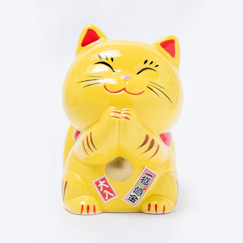幸せ招き猫宝くじ入れ（大）とら（貯金箱） ｜白崎八幡宮