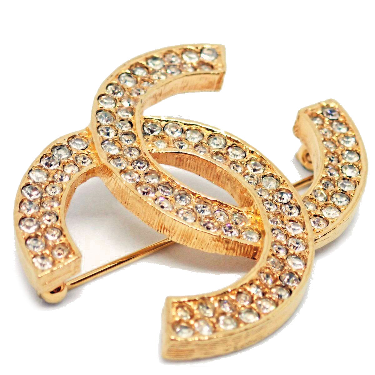 □シャネル□ ピンブローチ ココマーク ラインストーン ゴールド 174