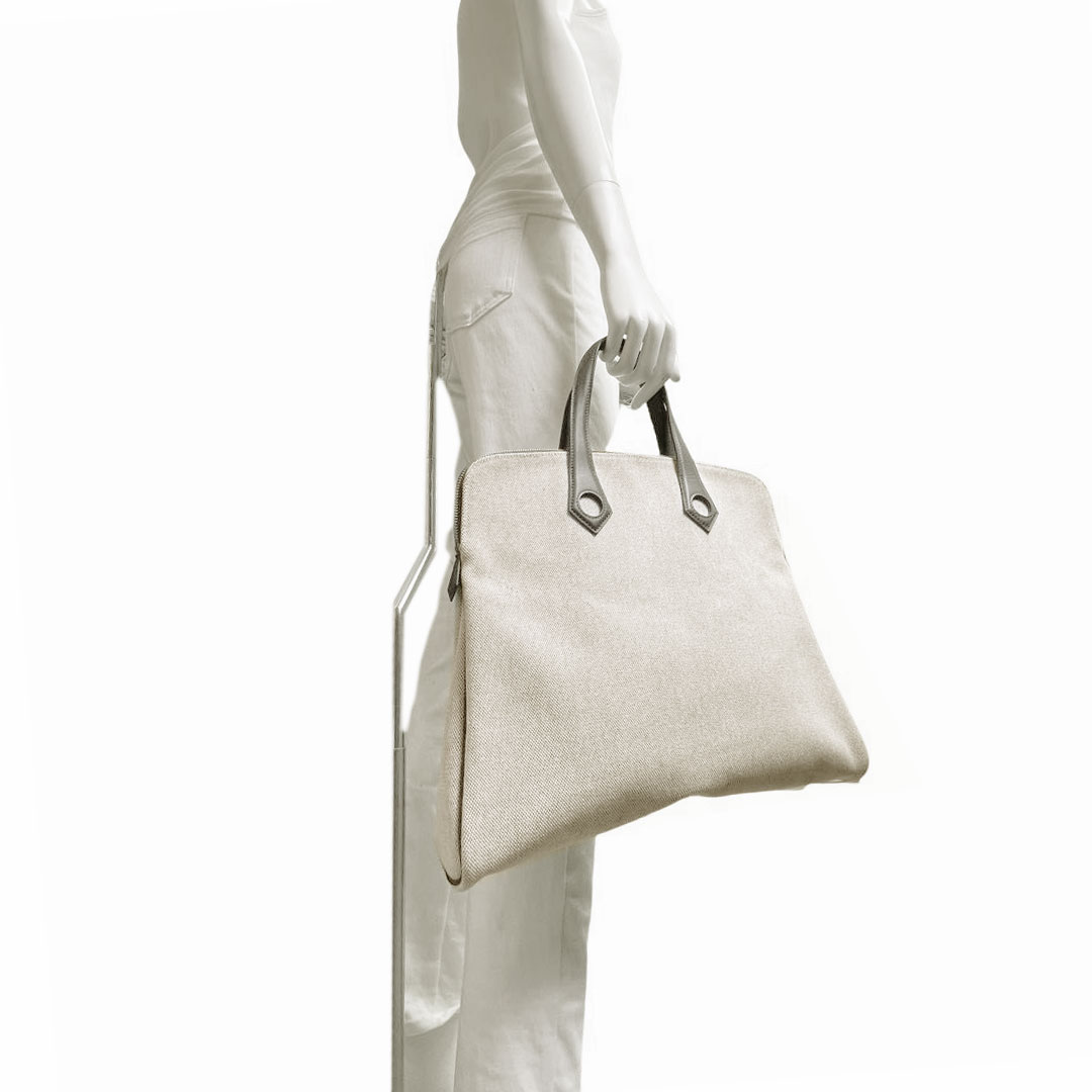 HERMES エルメス トートバッグ サックイブーMM トワルアッシュ レザー