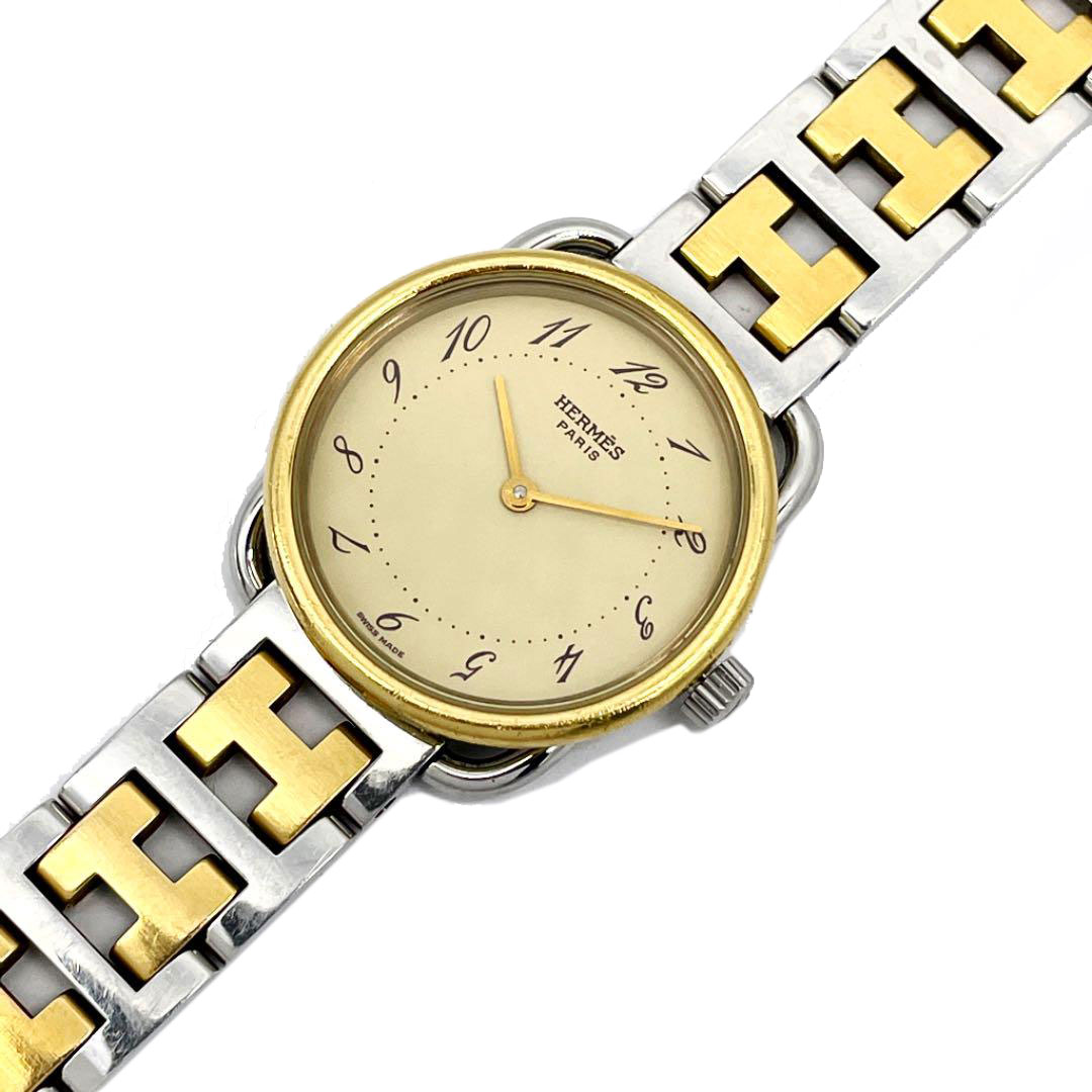 HERMES エルメス レディース腕時計 アルソー QZ ゴールド シルバー
