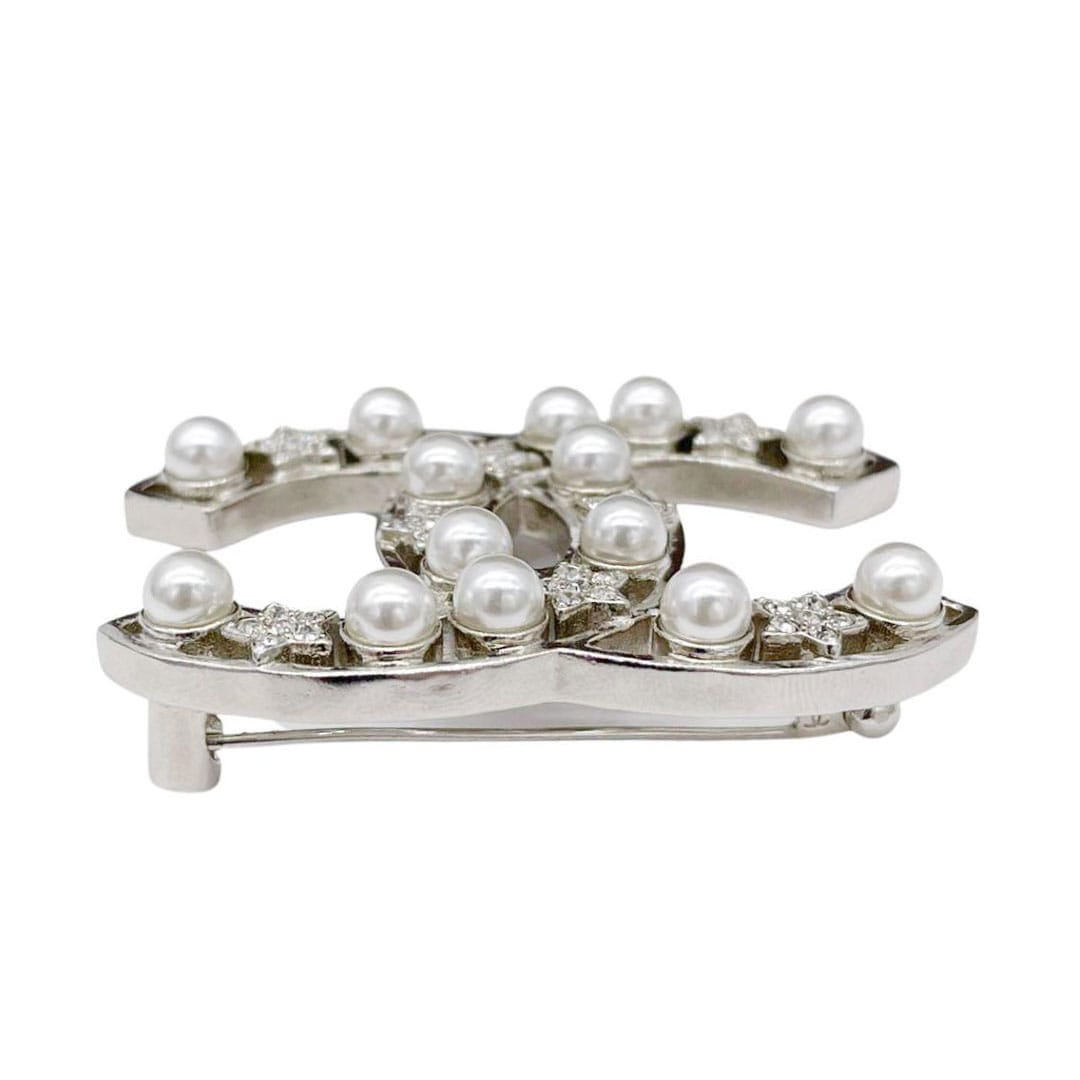 CHANEL シャネル ブローチ ココマーク ラインストーン フェイクパール