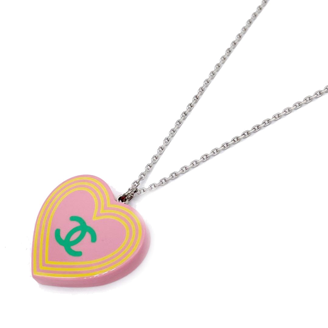 CHANEL シャネル ネックレス ハート ココマーク プラスチック ピンク