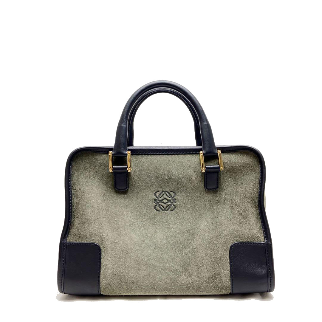 LOEWE ロエベ ハンドバッグ アマソナ スエード レザー グレー系