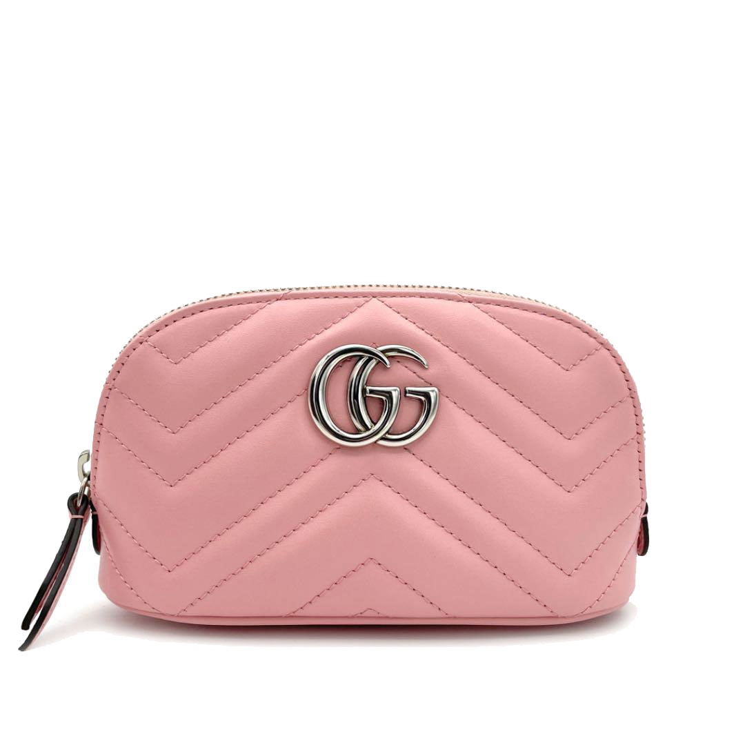 GUCCI グッチ GGマーモント コスメ 化粧ポーチ レザー ピンク 625544