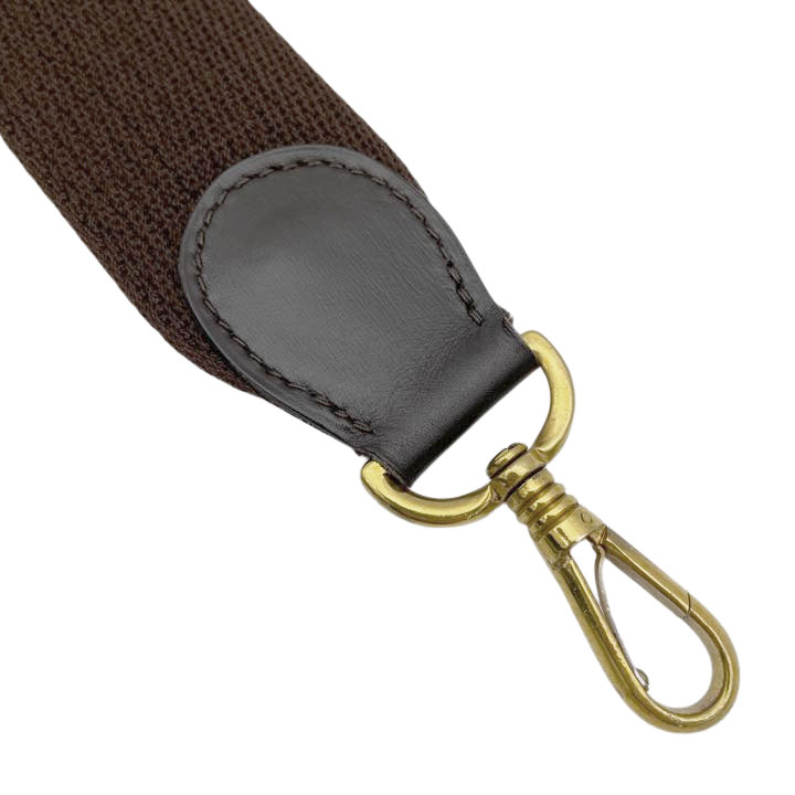 HERMES エルメス ショルダーストラップ コットン レザー ブラウン