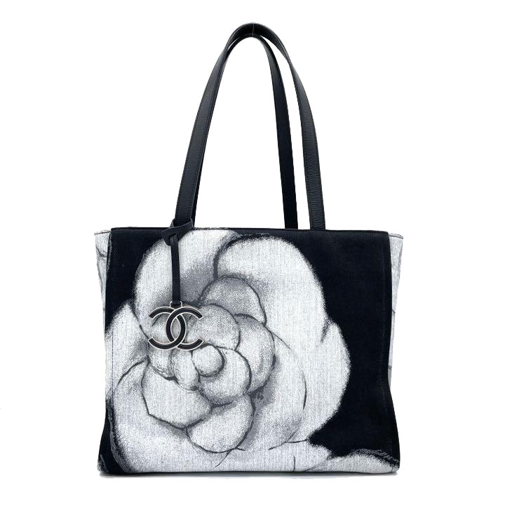 CHANEL シャネル トートバッグ カメリア キャンバス レザー ホワイト