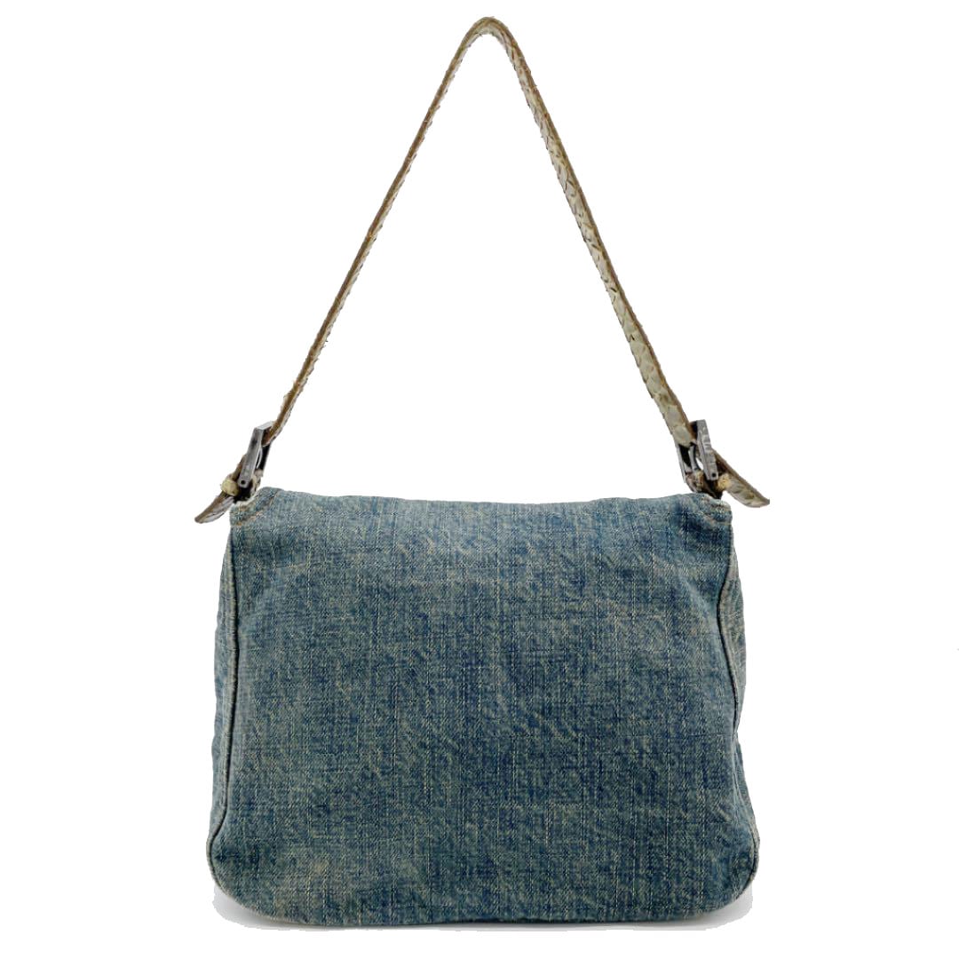 FENDI フェンディ ショルダーバッグ マンマバケット デニム パイソン