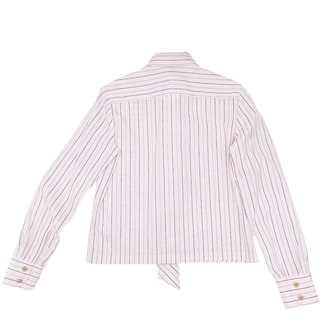 CHANEL シャネル ブラウス 長袖シャツ ストライプ 36 コットン 02P