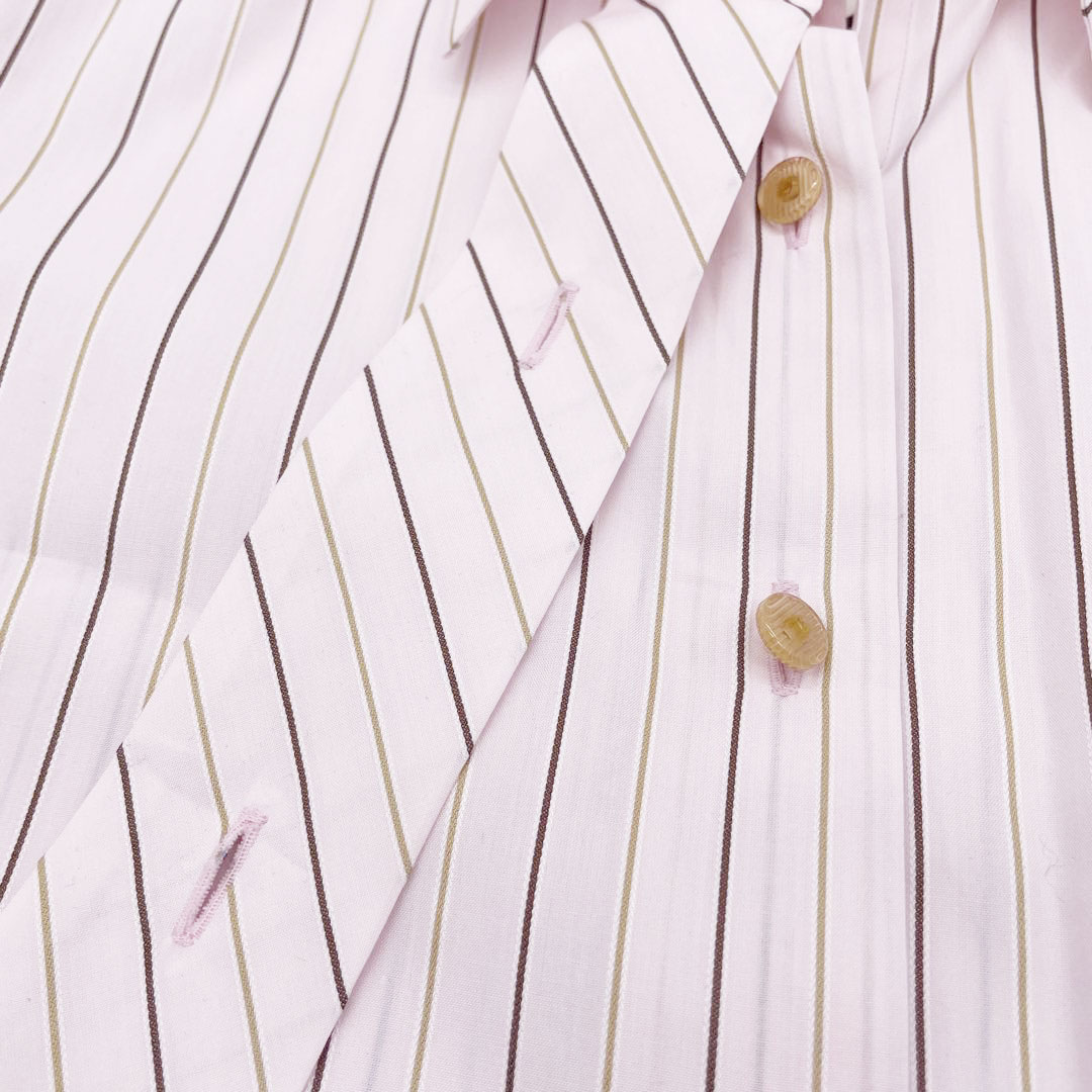 CHANEL シャネル ブラウス 長袖シャツ ストライプ 36 コットン 02P