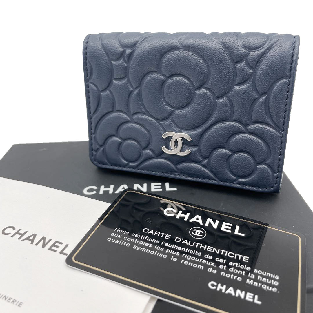 CHANEL シャネル カメリア 三つ折り財布 コンパクトウォレット レザー
