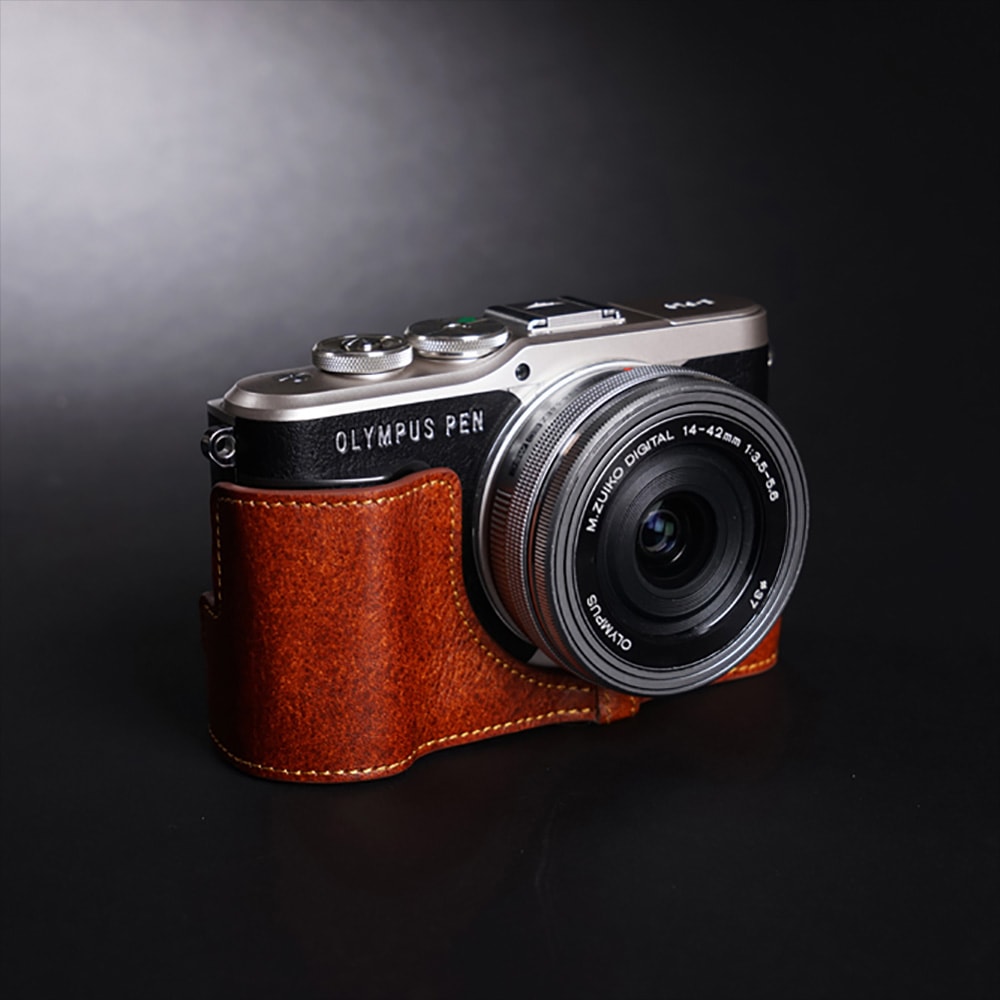 TP Original OLYMPUS PEN E-PL9 用 ボディーハーフケース ブラウン