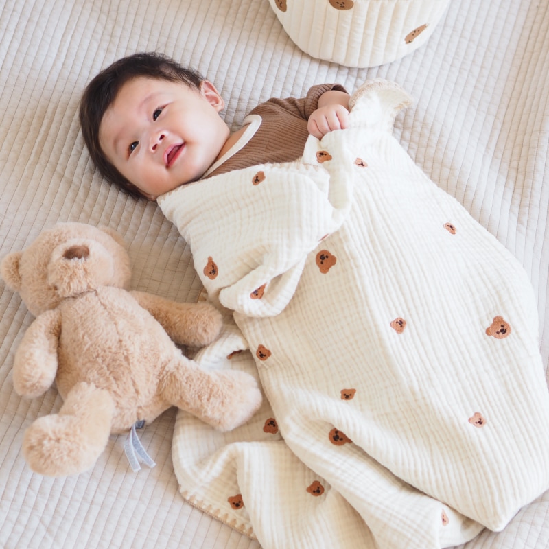 くま柄6重ガーゼブランケットギフトセット 【スマイルディズ by arte】