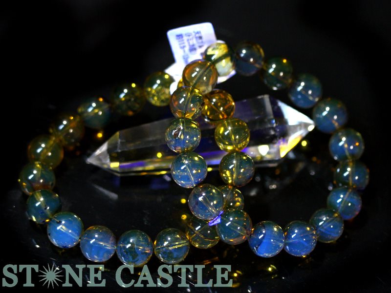 ☆高品質☆【ブレスレット】天然ブルー琥珀 (ブルーアンバー