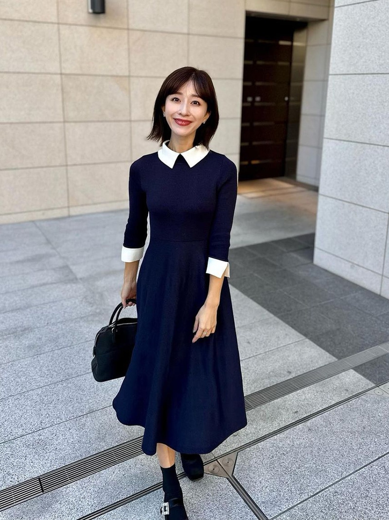 襟付きニットワンピース｜designed with Saaya Mizuno