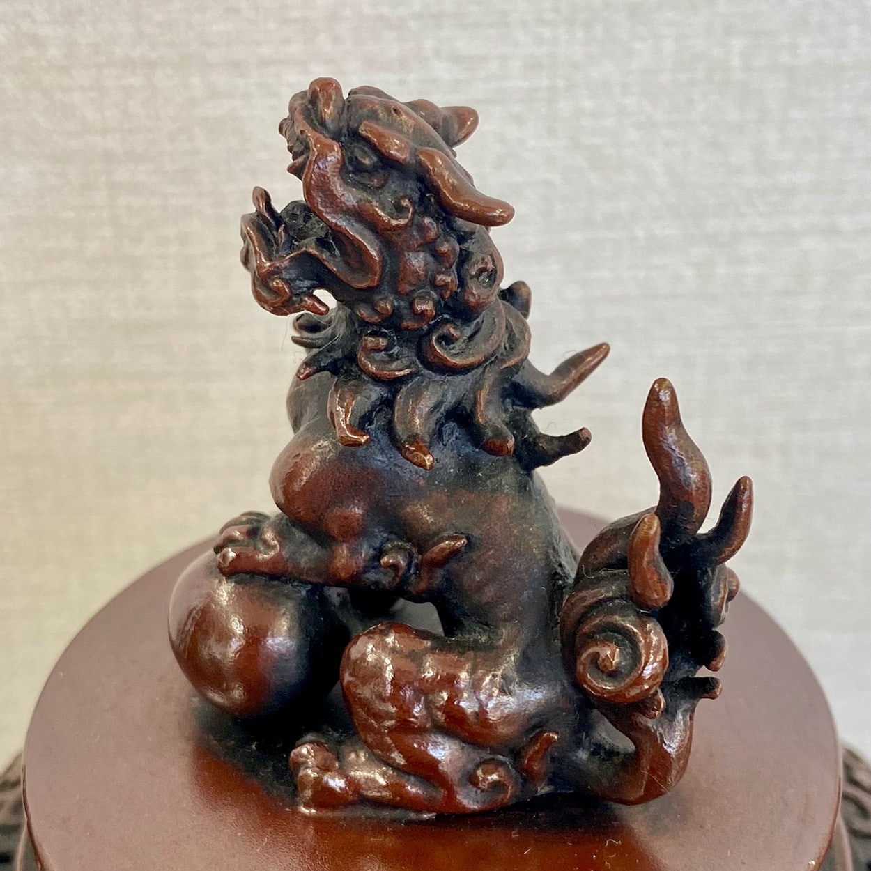 高岡銅器 青銅製香炉 長足菖蒲獅子蓋