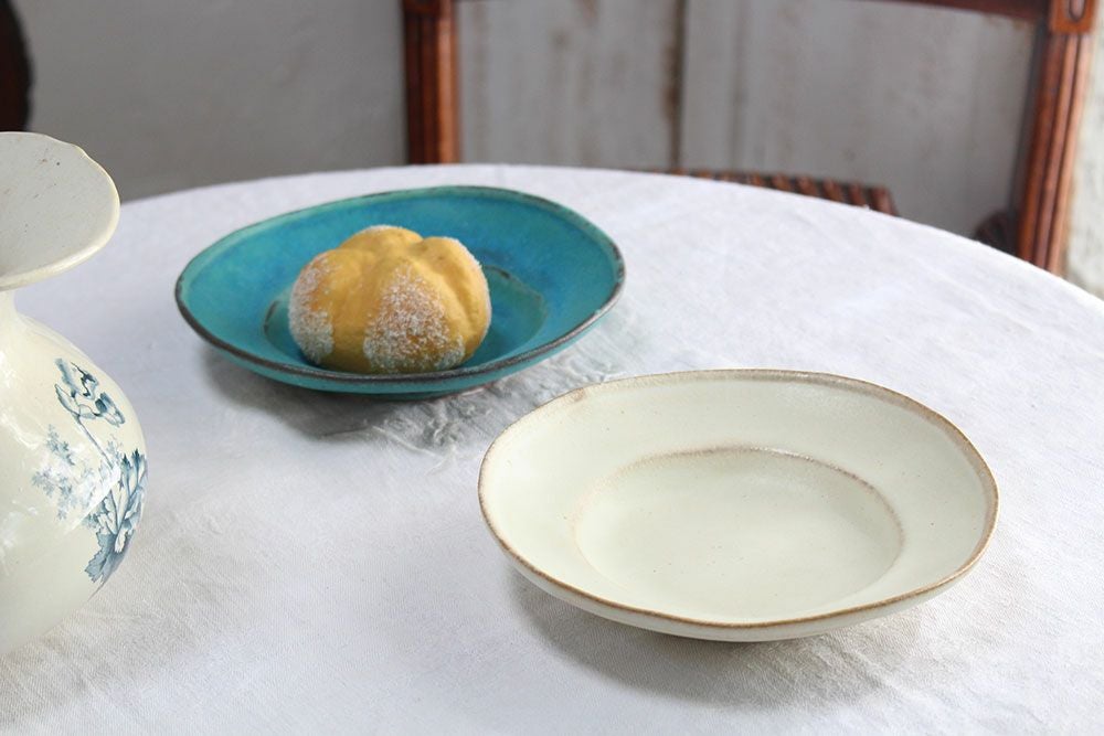 益子焼・やさしいうつわ リム皿（小） 深皿 大皿 わかさま陶芸 若林