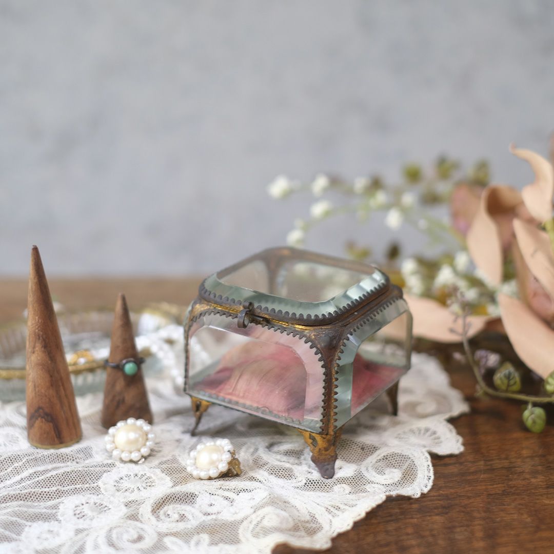 アンティークベベリングジュエリーボックス フランス 宝石箱の通販