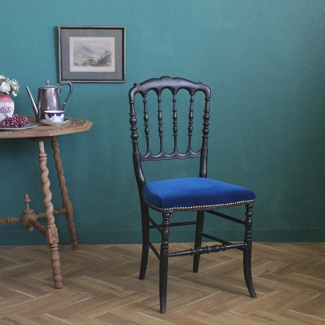 アンティーク ナポレオンチェア 椅子 青い座面 フランス アンティーク