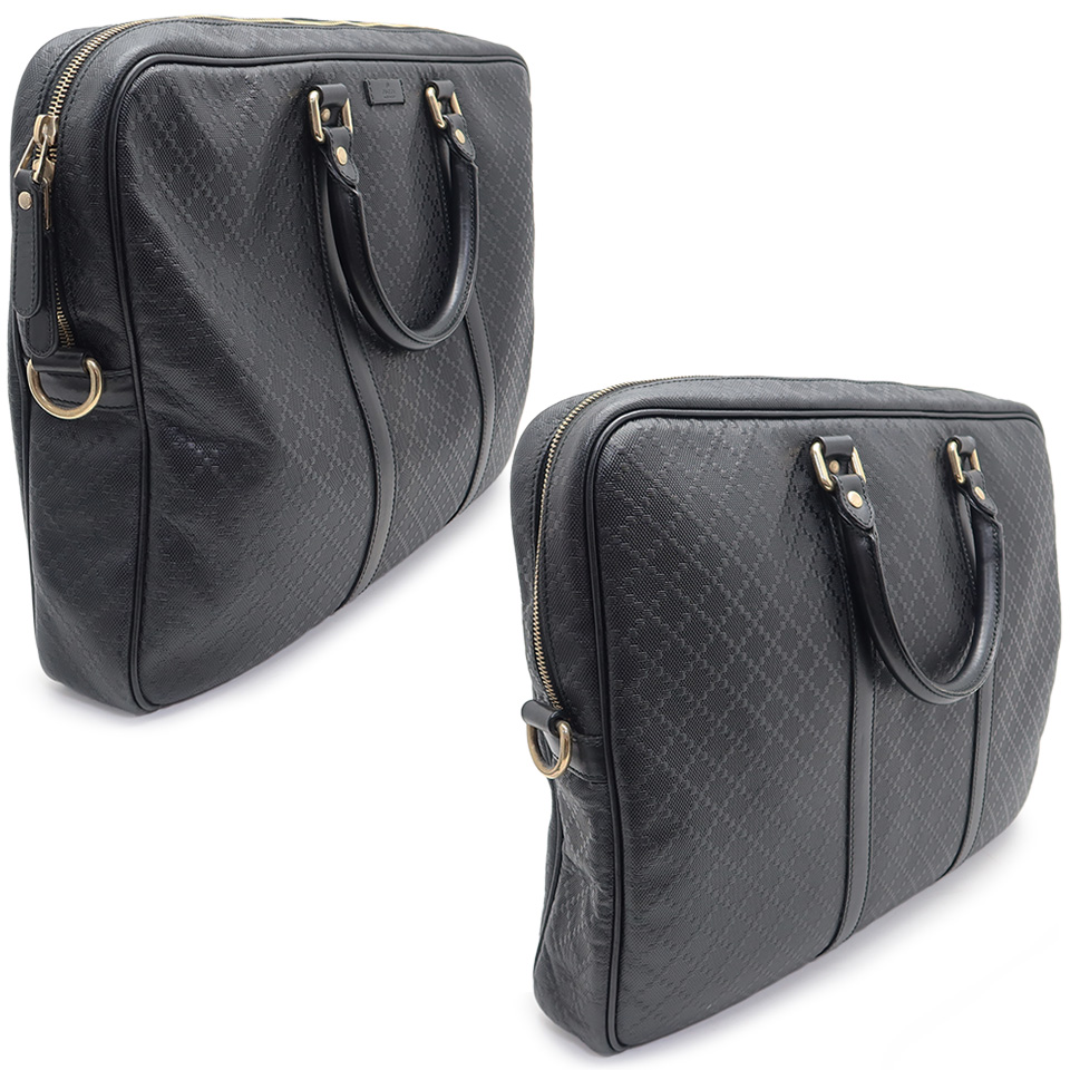 GUCCI グッチ ディアマンテ ブリーフケース 208463 レザー ブラック