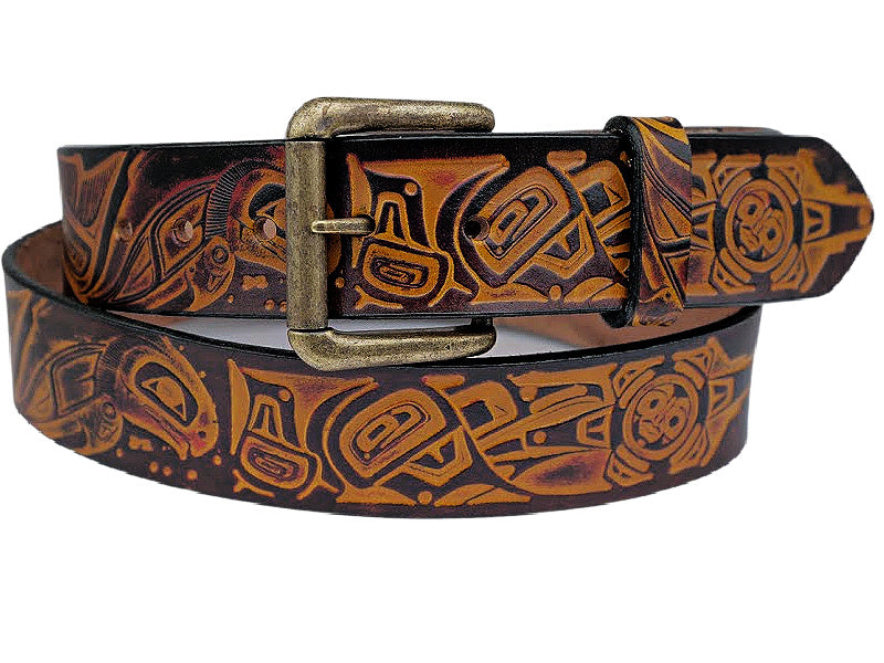 Raven and Salmon Leather Belt | Made in Seattle | Marakesh Leather