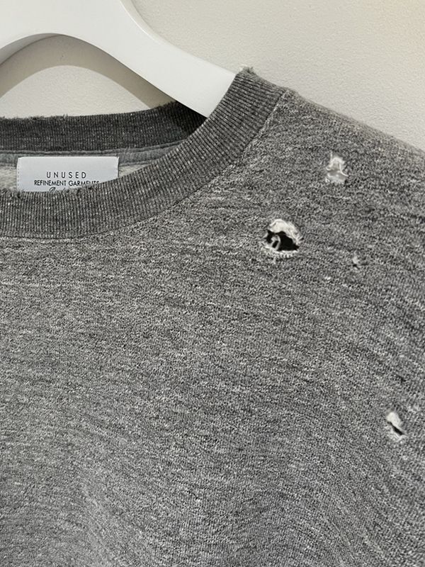 UNUSED（アンユーズド） ダメージスウェットシャツ グレー - margin
