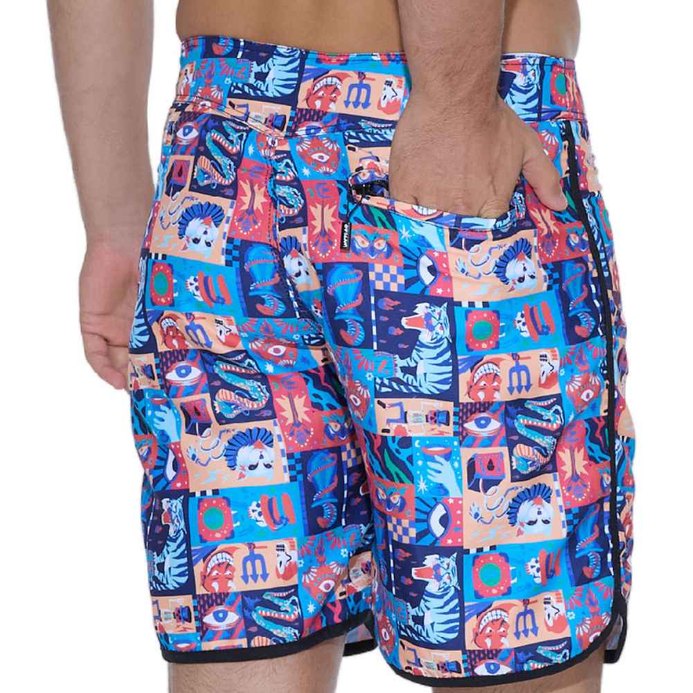69slam サーフパンツ ボードショーツ メンズ ミディアム丈 WEIRD BLOCK