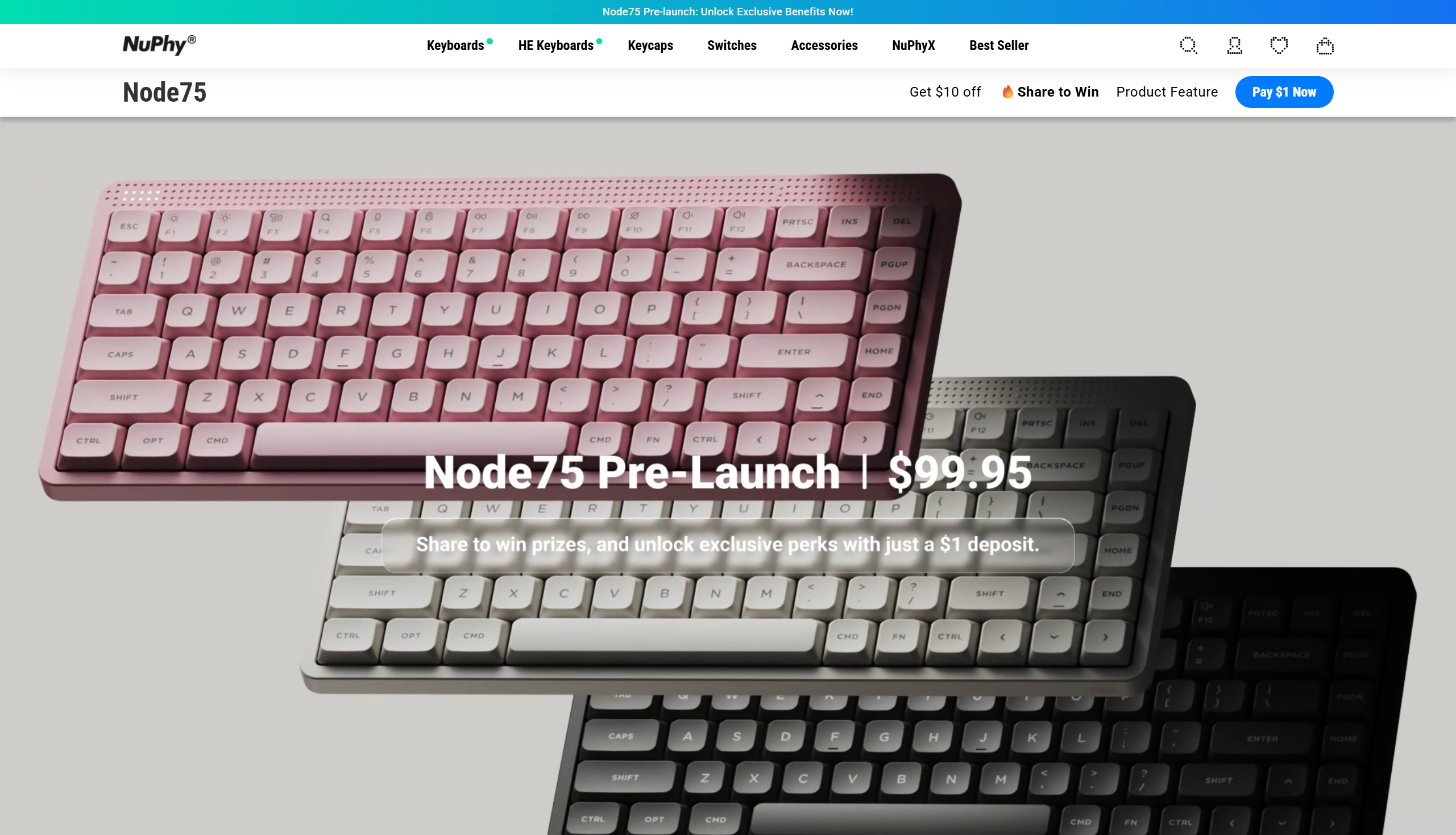 NuPhy Node75 プレローンチ（$1デポジット開始） | Web制作TIPS