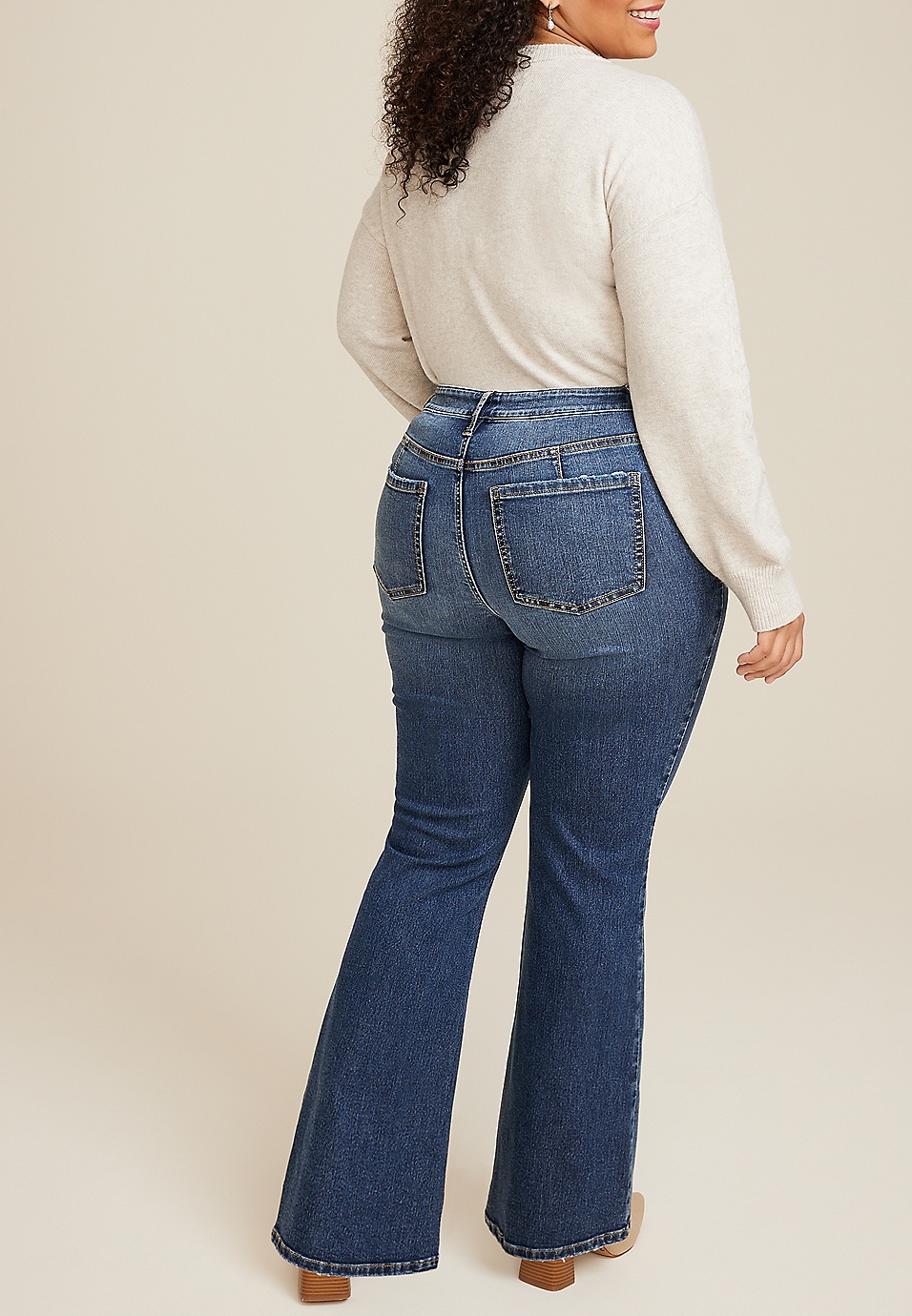 Plus Size Everflex™ Dark Mid Rise Flare Jean | maurices