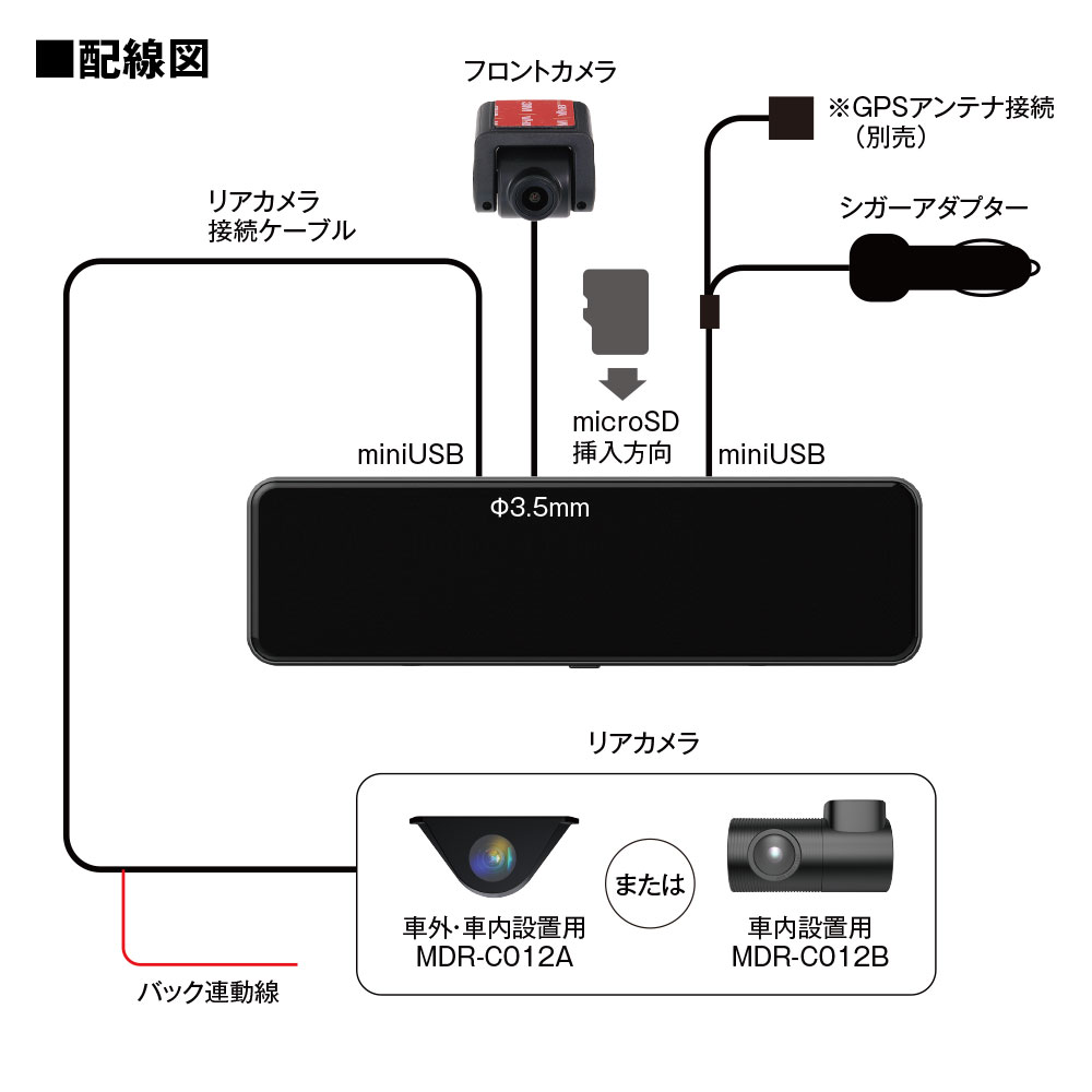 10.88インチデジタルルームミラー MDR-C012A/MDR-C012B | マックス