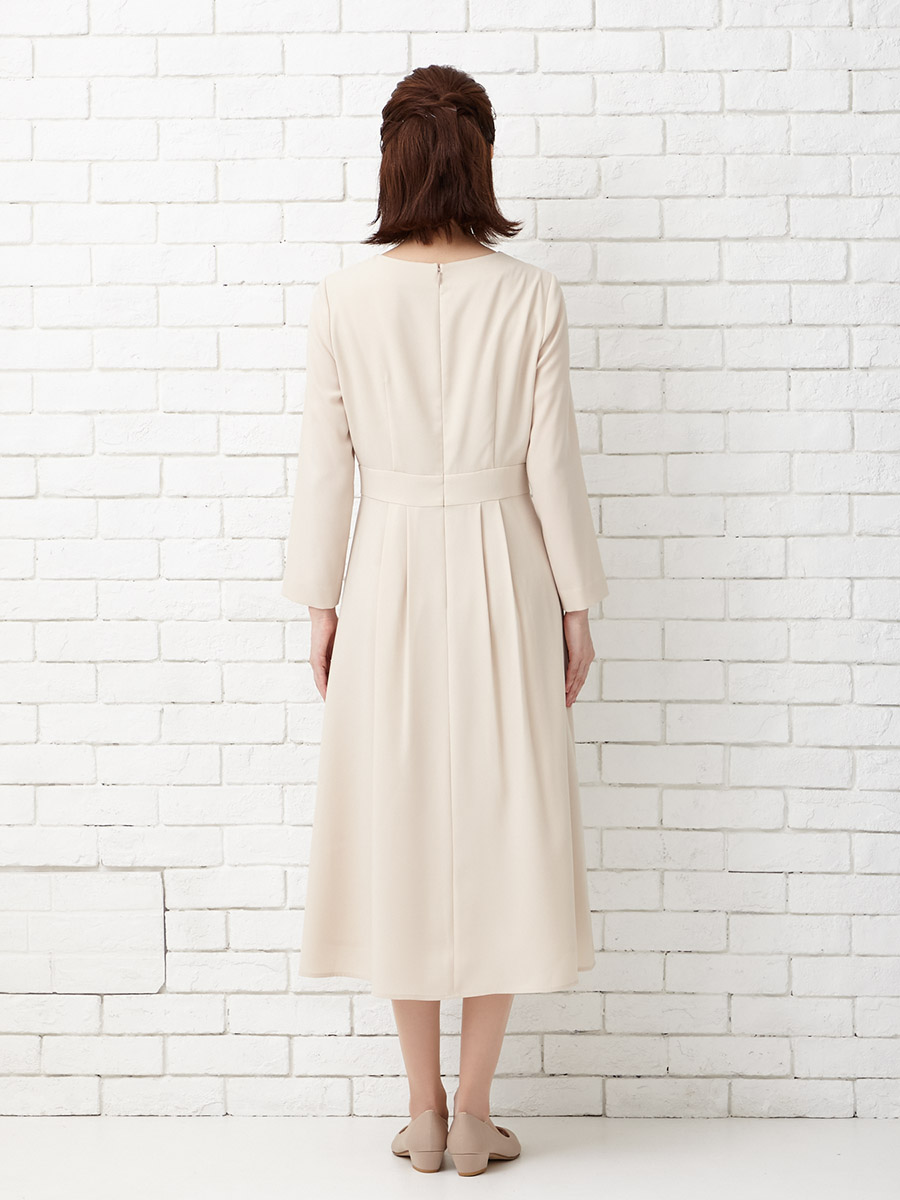 2点セット】ミックスツイードジャケット＋8分袖ワンピース(M ベージュ